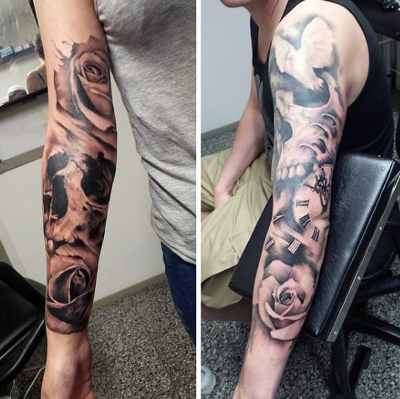 Full Sleeve Gentlemens Skull Tattoos