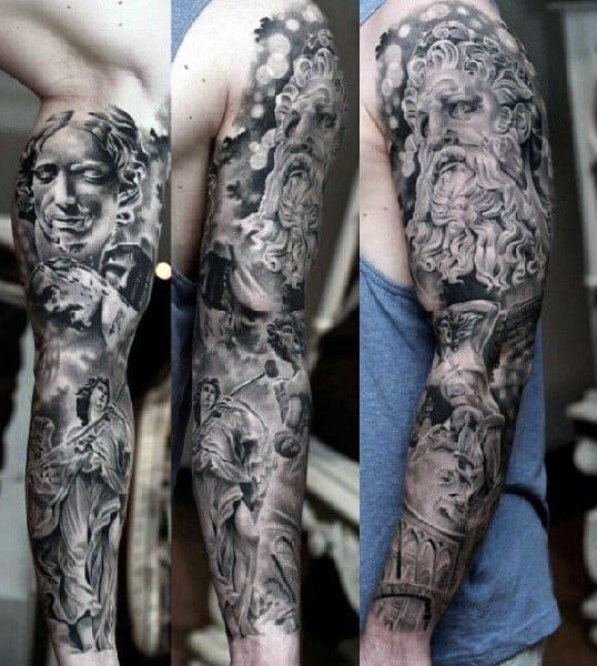 Full Sleeve Greek Style Men's Tattoos
