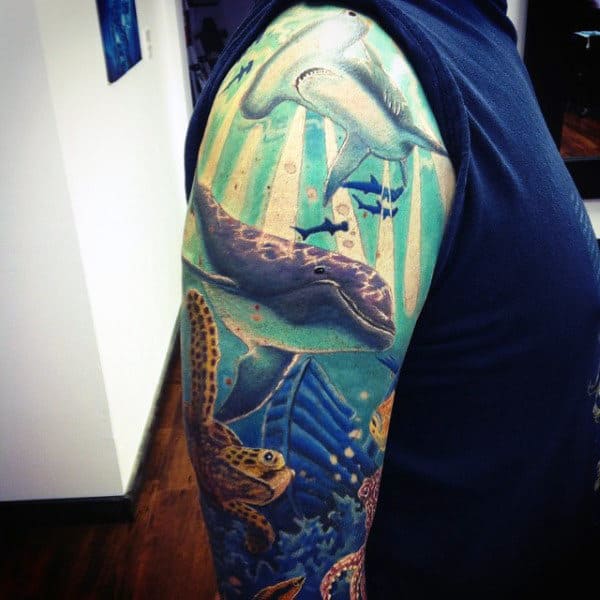 Full Sleeve Guys Cool Water Tattoos