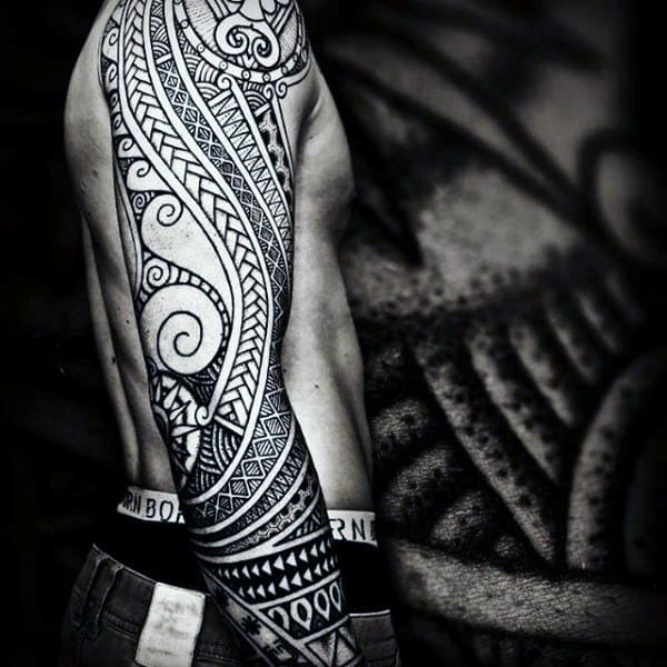 Full Sleeve Guys Maori Art Tattoo