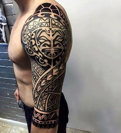 Full Sleeve Guys Maori Tribal Tattoo