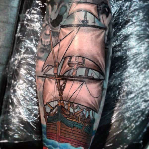 Full Sleeve Guys Sail Tattoos Designs