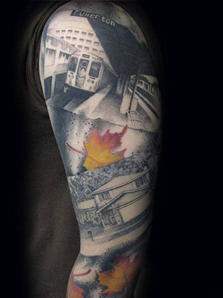 Full Sleeve Male Artistic Photograph Tattoo Design