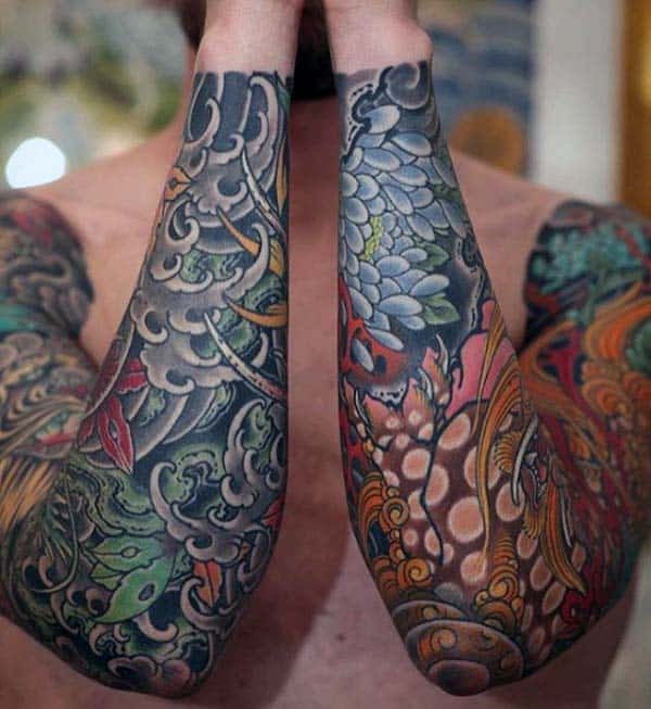 Full Sleeve Male Nice Japanese Tattoo Design Inspiration