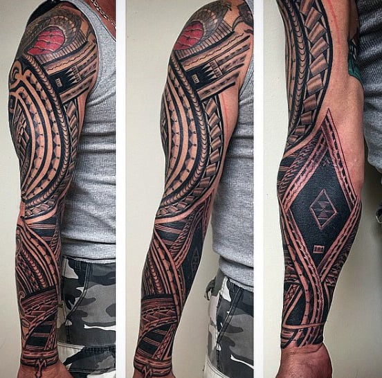Full Sleeve Male Samoan Tattoo Ideas