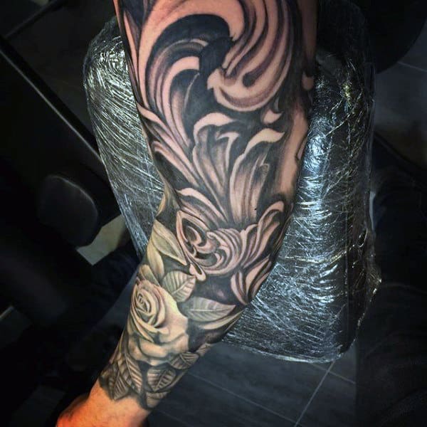 Full Sleeve Masculine Male Filigree Tattoos