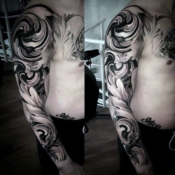 Full Sleeve Mens Chicano Decorative Tattoo Ideas