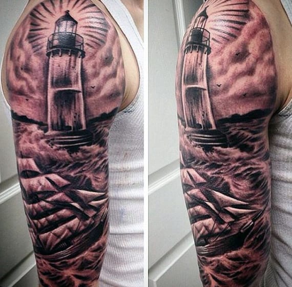 Full Sleeve Mens Sailor Tattoo