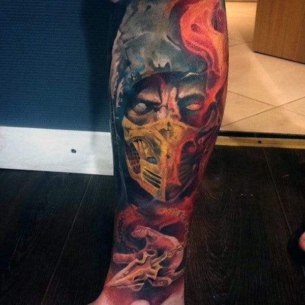 Full Sleeve Mortal Kombat Male Tattoo Ideas
