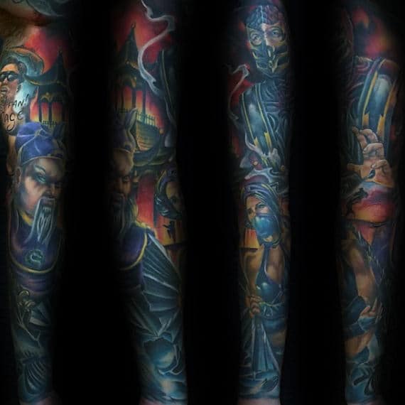 Full Sleeve Mortal Kombat Themed Tattoos For Men