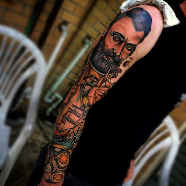 Full Sleeve Neo Traditional Awesome Male Tattoo Ideas