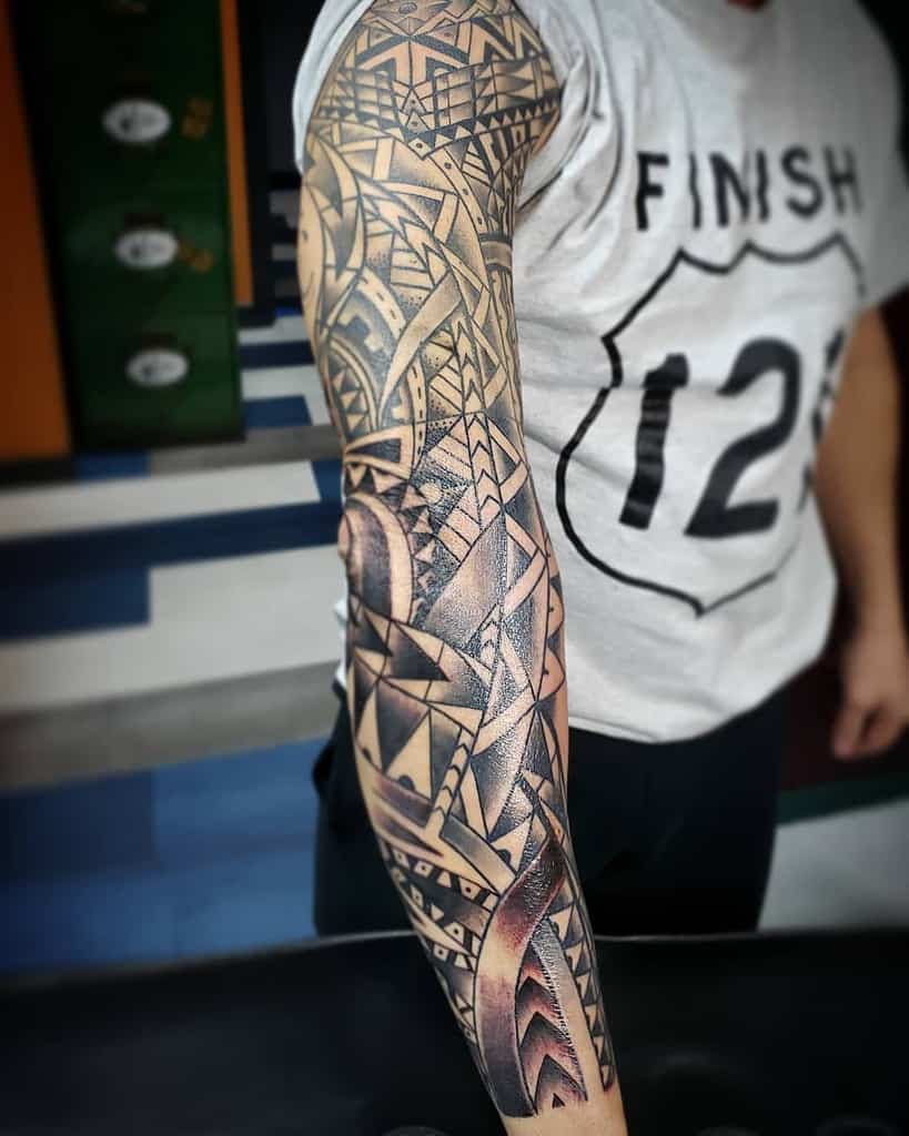 full sleeve polynesian tribal tattoo shaun.hotrodtat2