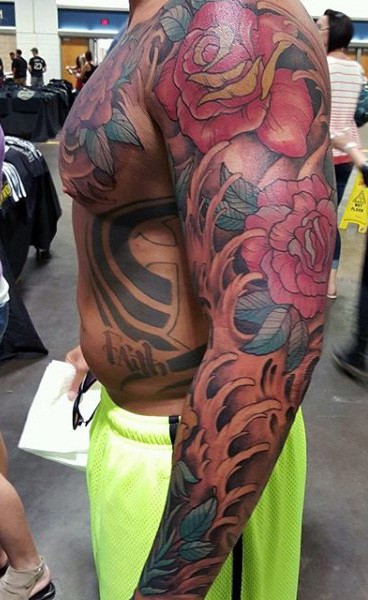 Full Sleeve Tattoo Of Waves Men