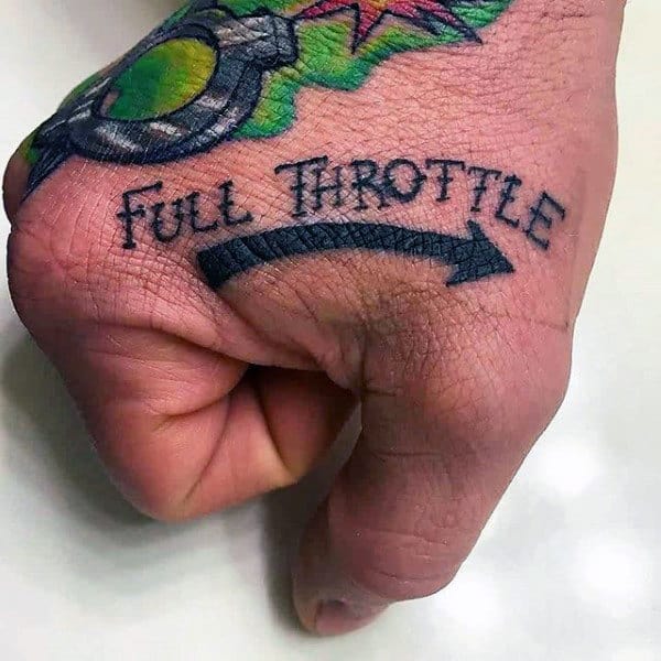 Full Throttle Biker Hand Tattoos For Guys