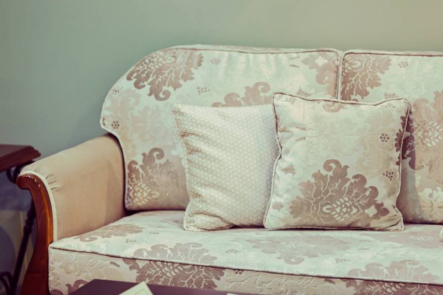 vintage pattern sofa with pillows