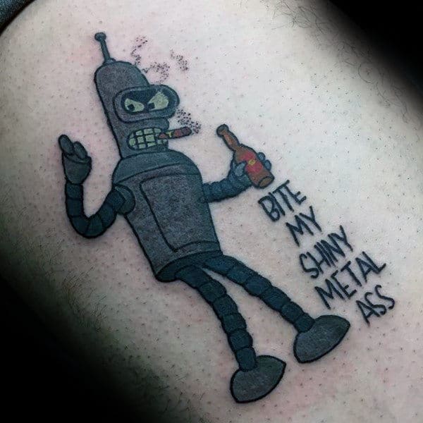 Futurama Mens Bender Thigh Tattoos
