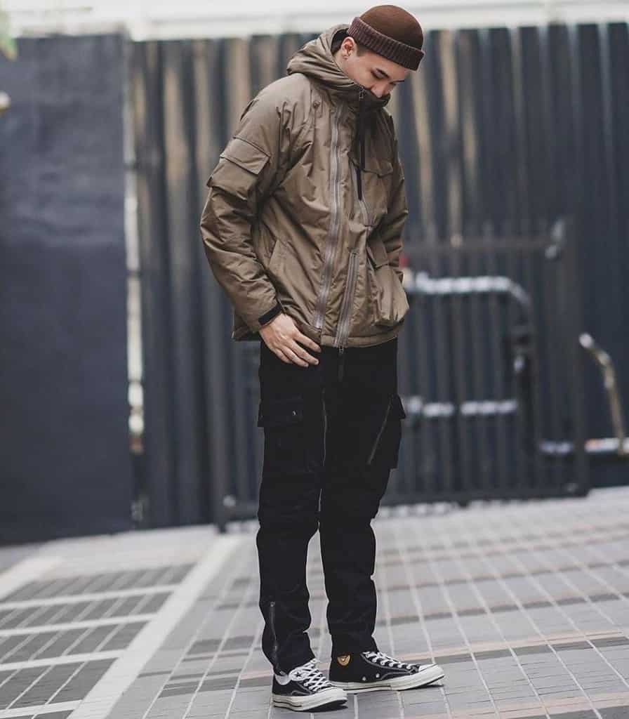 futuristic fashion for men brown windbreaker jacket