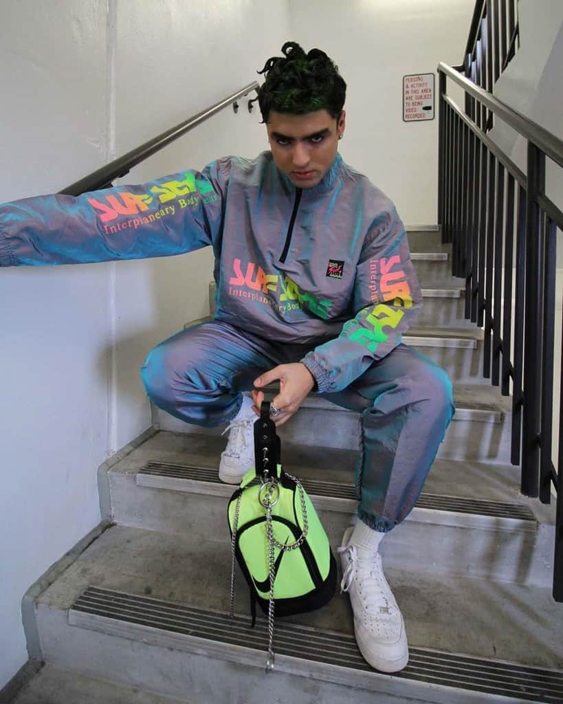 futuristic fashion for men colorful windbreaker outfit