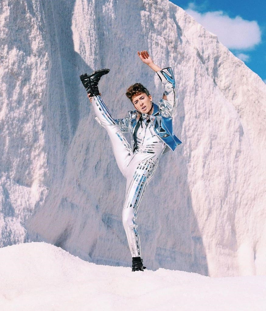 futuristic fashion for men metallic jacket and pants