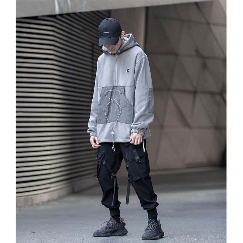 futuristic fashion for men oversize gray jacket