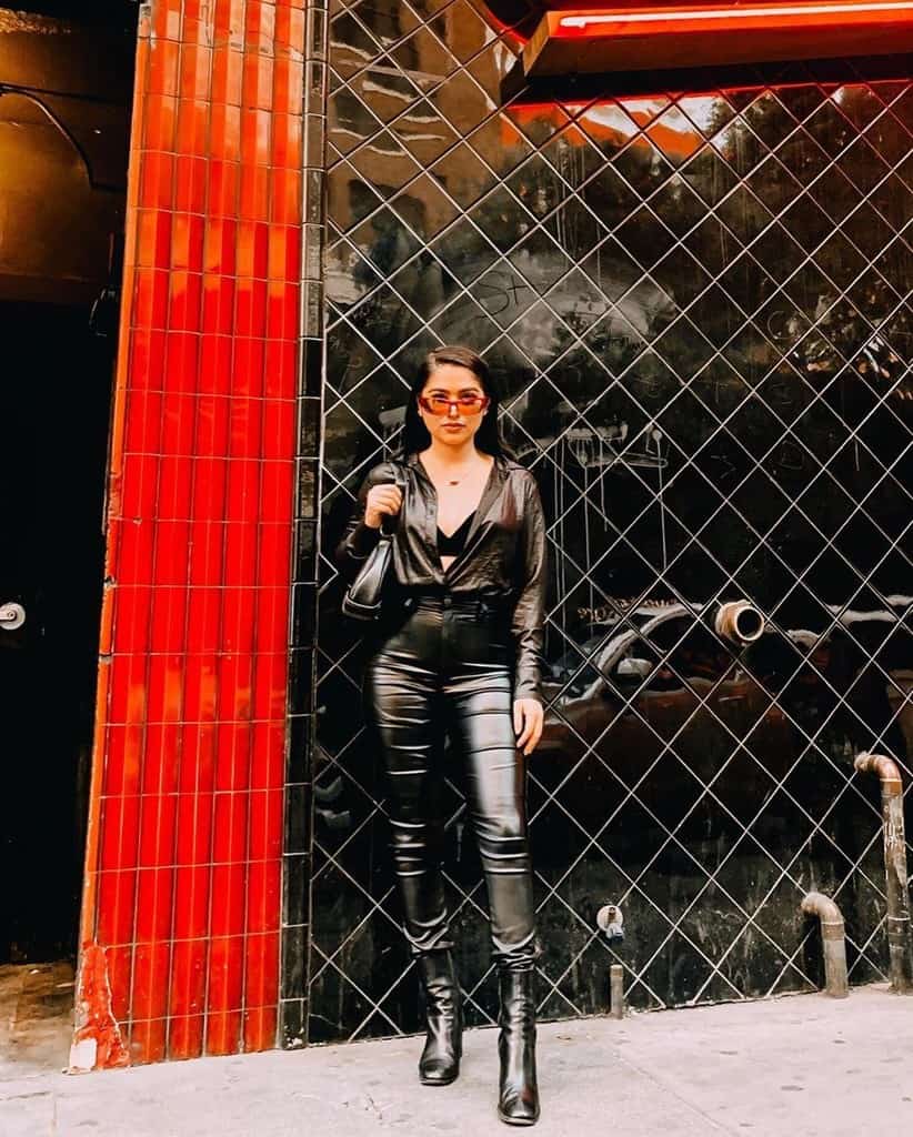 futuristic fashion with tight black pants