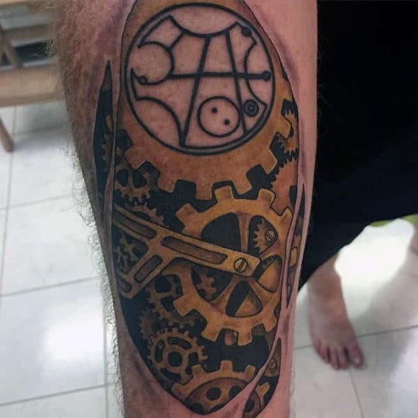 Gallifreyan Mens Gear Inner Forearm Tattoo