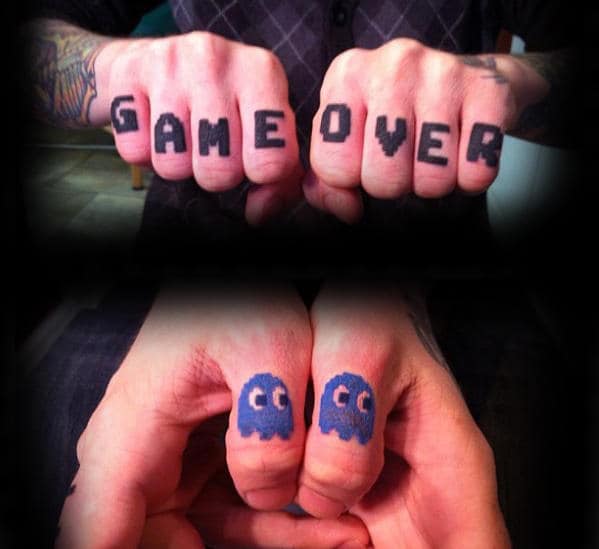 Game Over Mens Pacman Finger Tattoos