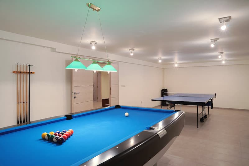 game room billiards table ping pong table