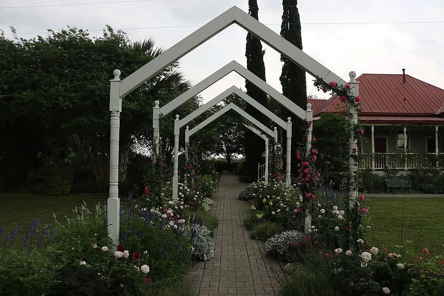 white wood garden arch garden trellis