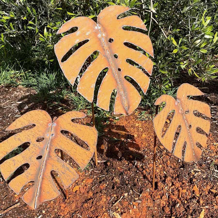 copper plant leaves backyard decoration