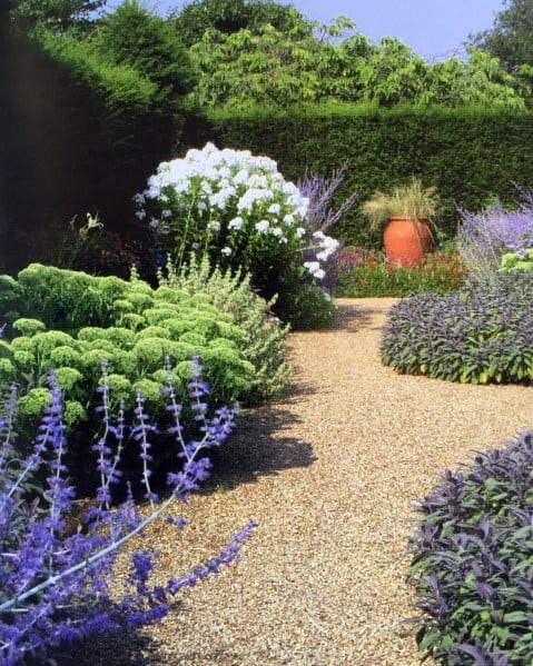 lavender landscape gravel path