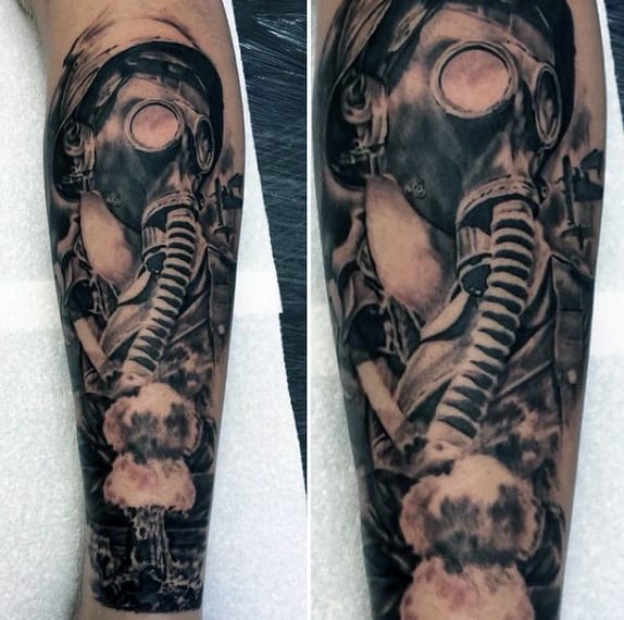 Gas Mask Ww2 Mens Leg Sleeve Tattoos