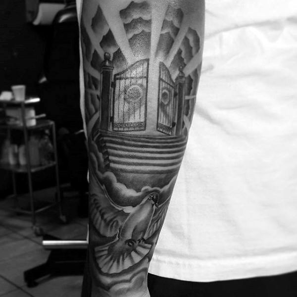 Gateway To Heaven Religious Tattoo Male Sleeves