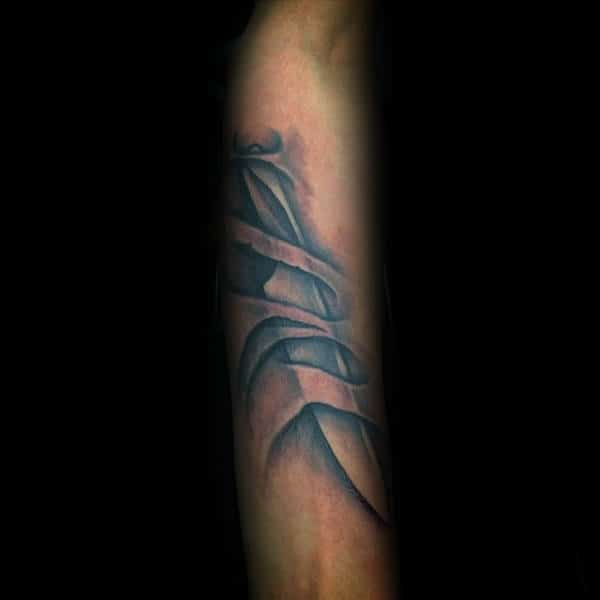 Gentleman With 3d Chef Knife Torn Skin Tattoo