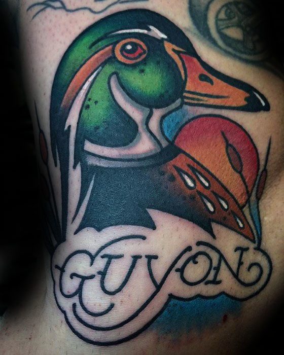 Gentleman With Arm Wood Duck Tattoo