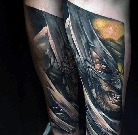 Gentleman With Artistic Wolverine Forearm Tattoo