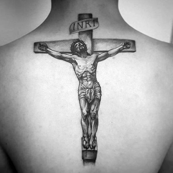 Gentleman With Back 3d Jesus Tattoo