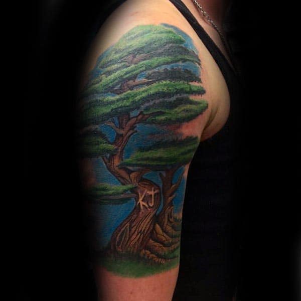 Gentleman With Bonsai Tree Half Sleeve Tattoo