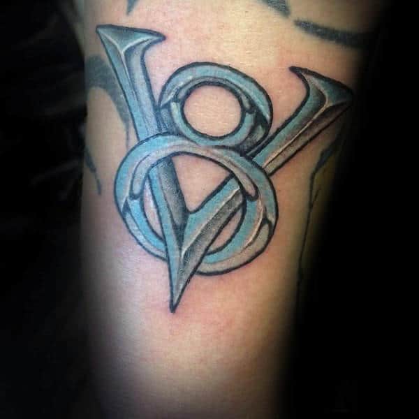 Gentleman With Chrome V8 Arm Tattoo