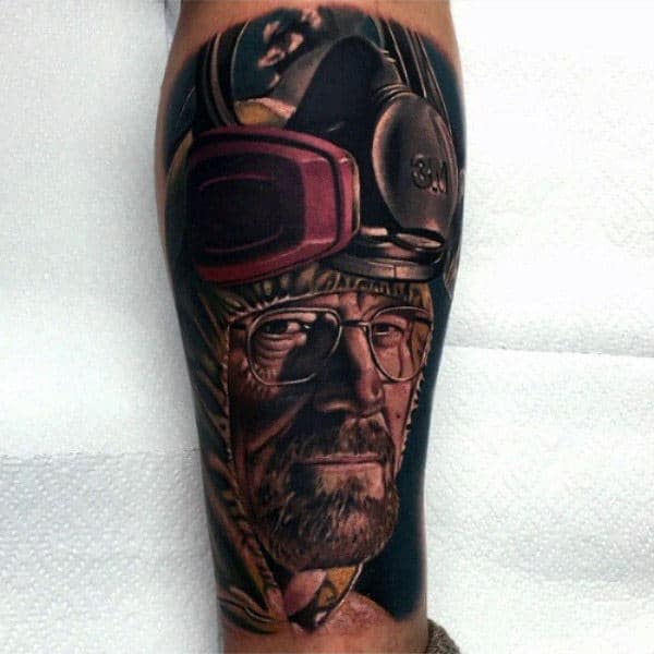 Gentleman With Cool Breaking Bad Tattoo On Arm