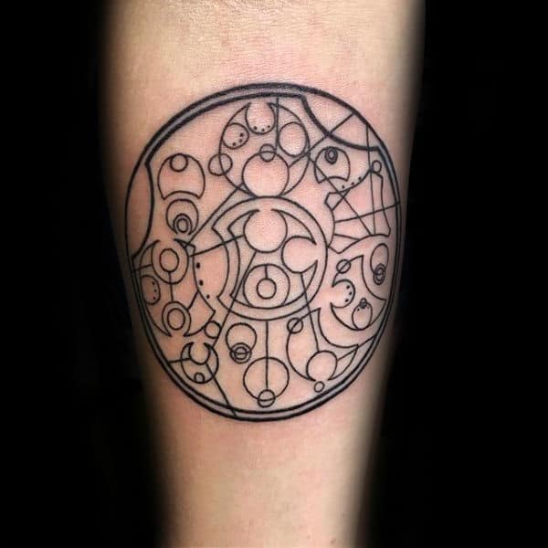 Gentleman With Cool Gallifreyan Forearm Tattoo