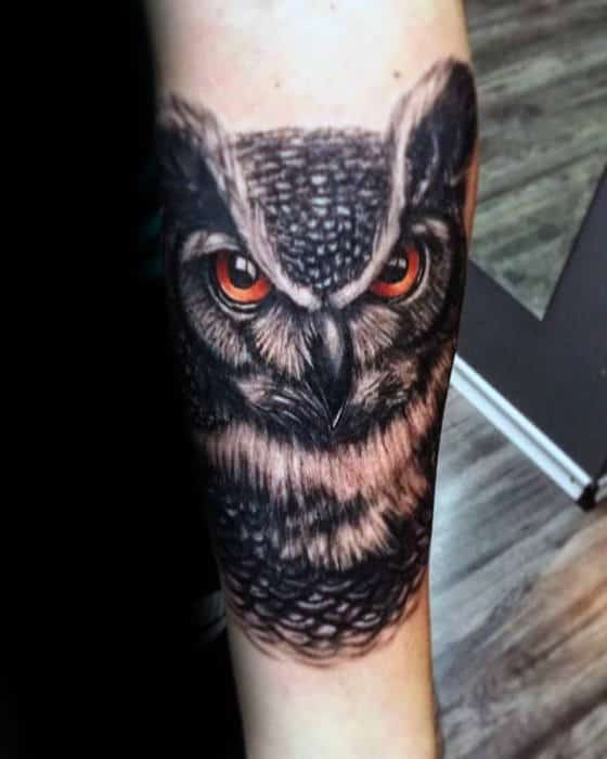 Gentleman With Cool Inner Forearm Tattoo Of Owl