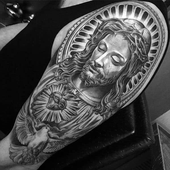 Gentleman With Cool Jesus Arm Tattoo