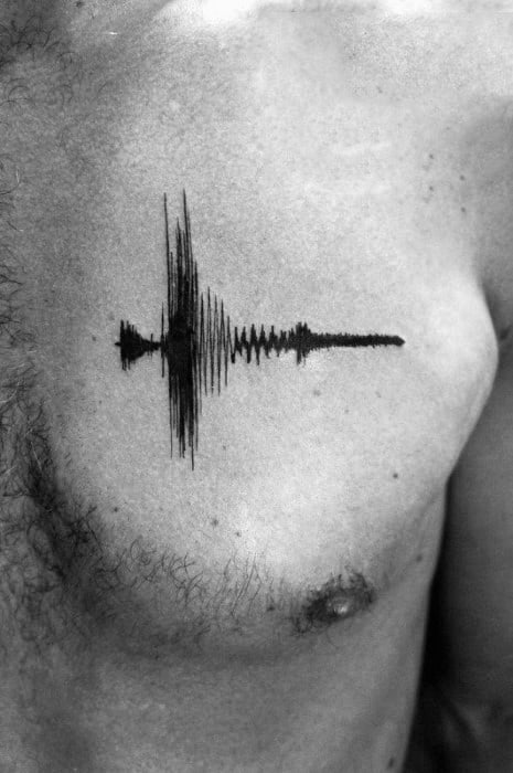 Gentleman With Cool Small Soundwave Tattoo On Upper Chest