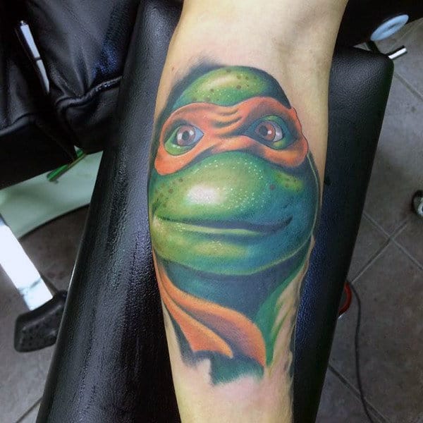 Gentleman With Cool Teenage Mutant Ninja Turtle On Outer Forearm