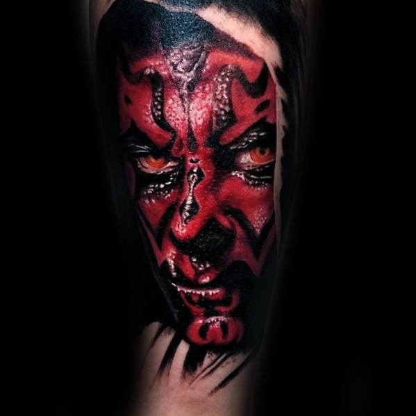 Gentleman With Darth Maul Tattoo On Arm