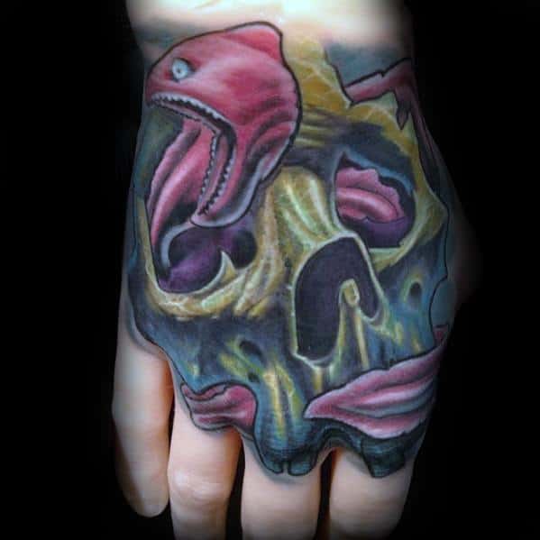 Gentleman With Eel New School Hand Tattoo