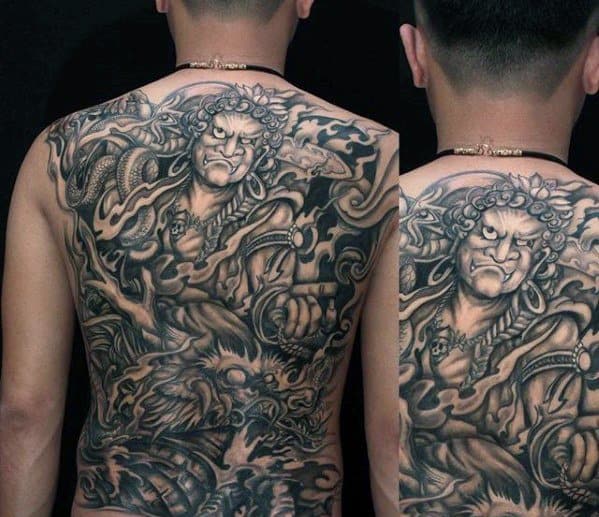 Gentleman With Fudo Myoo Tattoo On Back