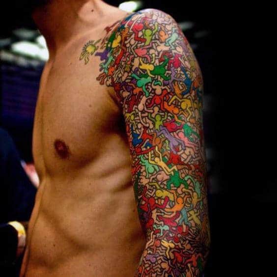 Gentleman With Full Sleeve Pop Art Tattoo