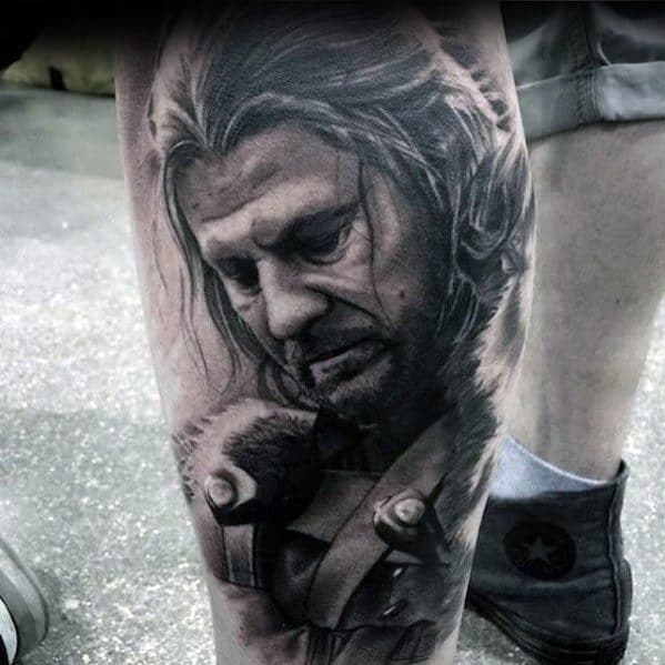 Gentleman With Game Of Thrones Tattoo Leg Sleeve